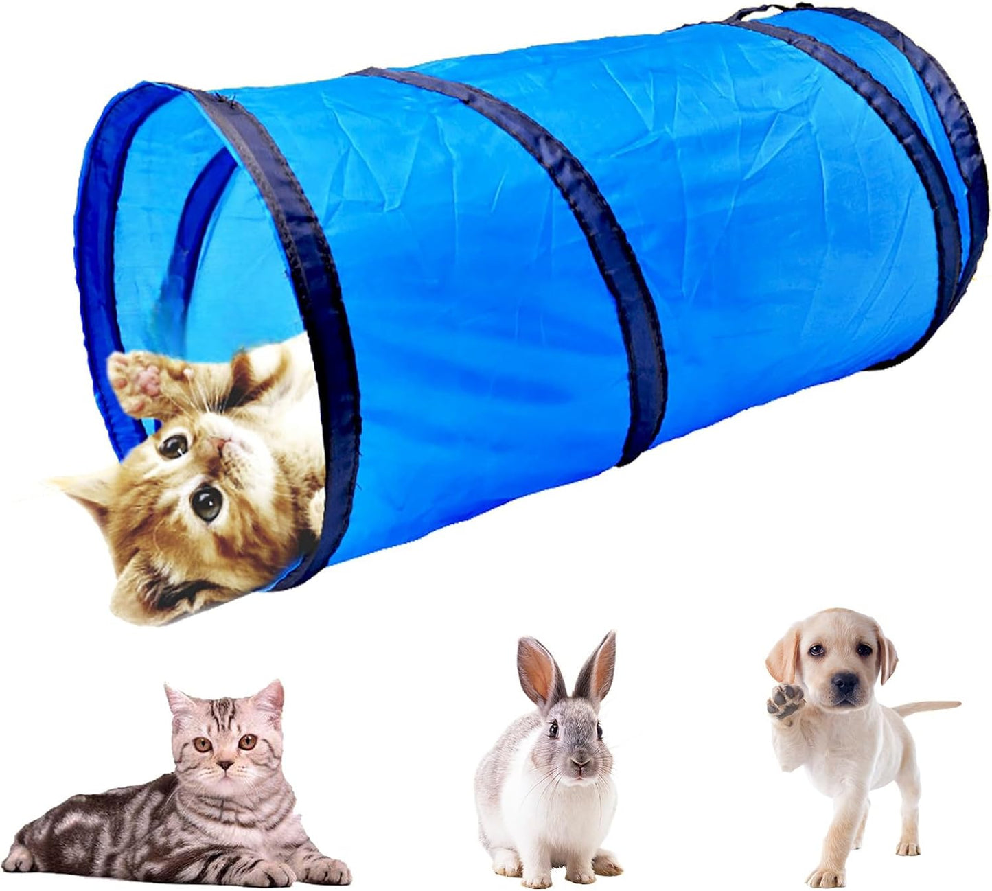 Cat Tunnel for Indoor Cats Interactive, Rabbit Tunnel Toys, Pet Toys Play Tunnels for Cats Kittens Rabbits Puppies Crinkle Collapsible Pop up Black 20"