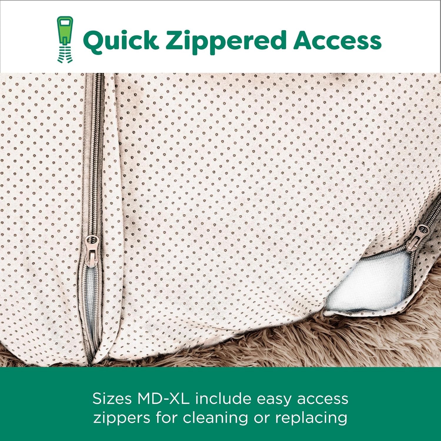 36" round Calming Donut Dog Bed for Large/Medium Dogs, Refillable W/ Removable Washable Cover, for Dogs up to 75 Lbs - Shaggy Plush Long Faux Fur Donut Bed - Taupe, Large