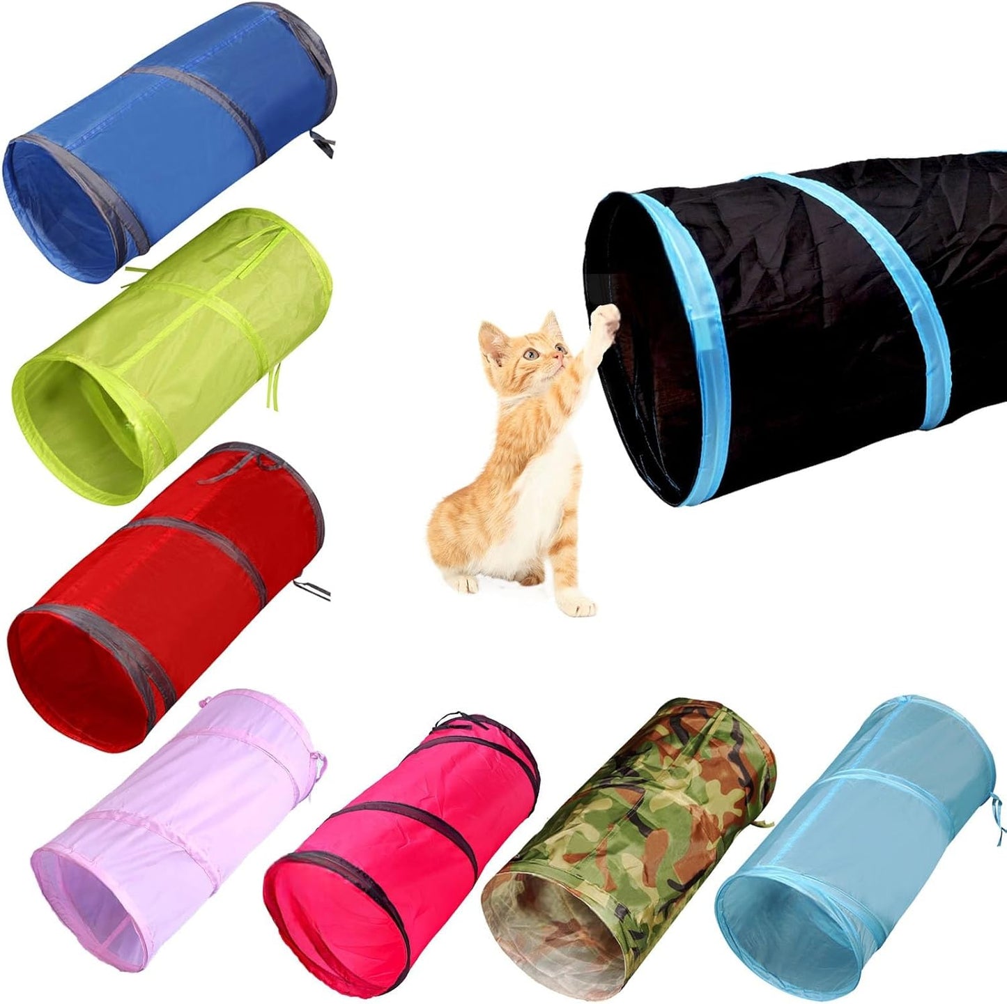 Cat Tunnel for Indoor Cats Interactive, Rabbit Tunnel Toys, Pet Toys Play Tunnels for Cats Kittens Rabbits Puppies Crinkle Collapsible Pop up Black 20"