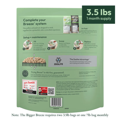 Purina  Breeze Unscented 99.9 Percent Dust Free, Multi Cat, Zeolite Pellet Cat Litter Refill