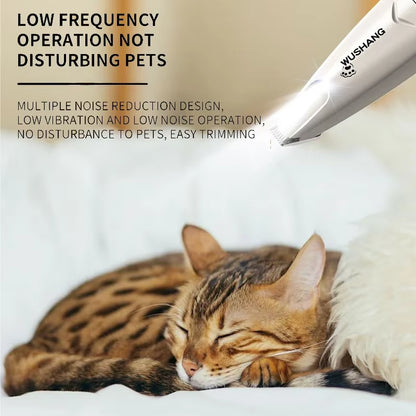 Pet Dog Electric Groomer Trimmer with LED Light Waterproof Pet Foot Hair Trimmer Low Noise Cat Dog Face Foot Ear Hip Paw Shaver